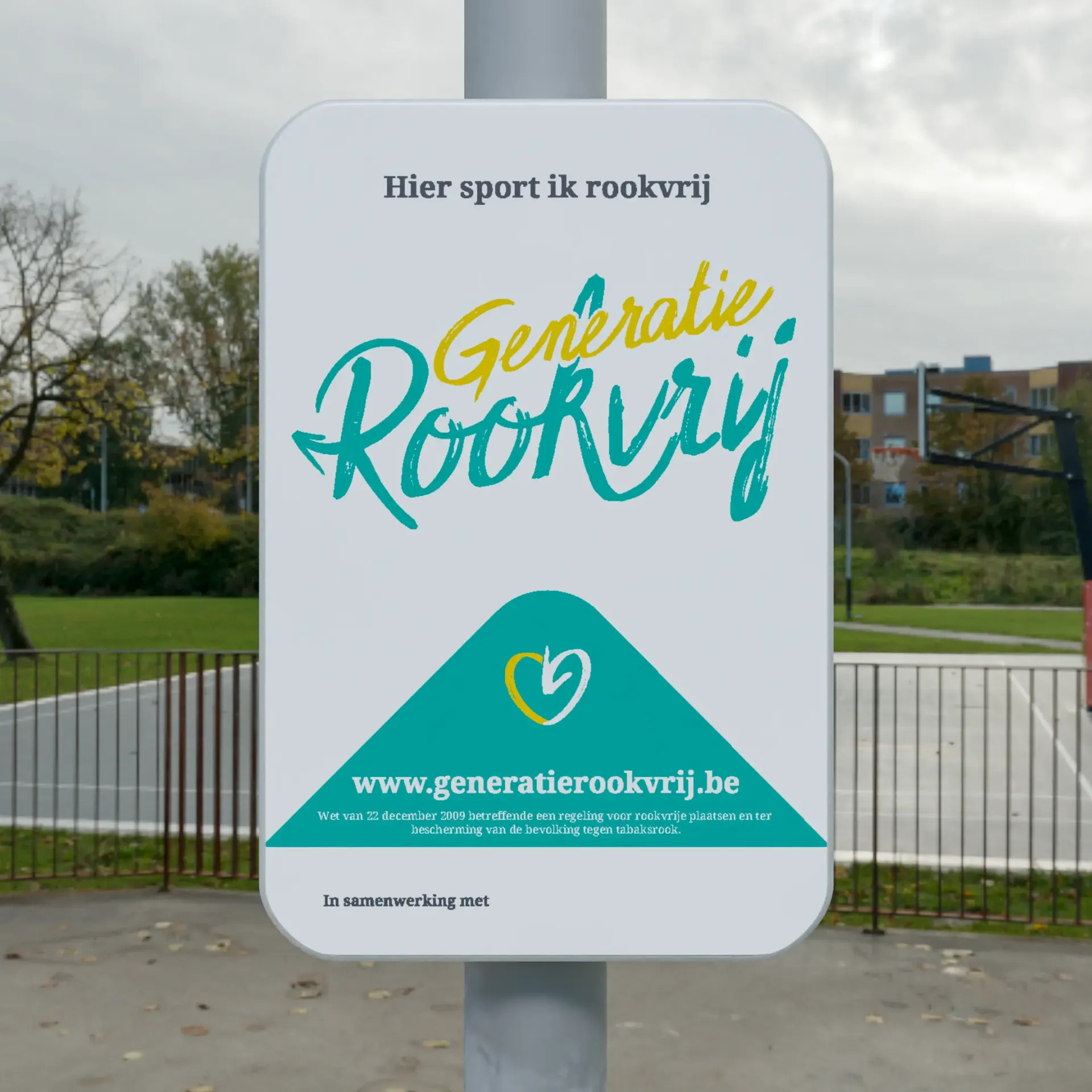 Verkeersbord met logo - Hier sport ik rookvrij